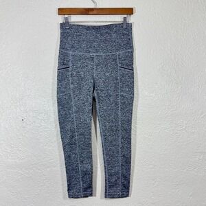 ebb & flow Leggings Small Hi Rise Heather Gray Cropped Capri Pockets Y2K Sporty